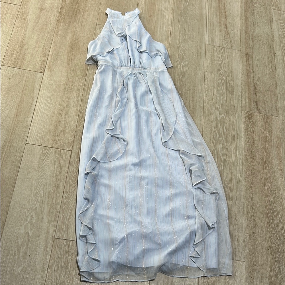 Elegant Light Blue Halter Maxi Dress